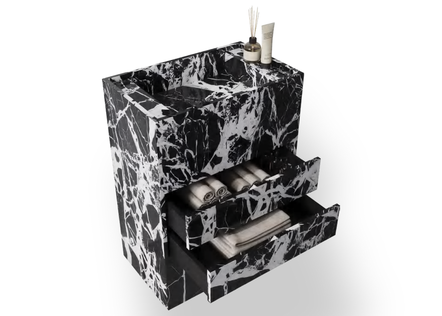 Lusso Marble Basin with Draws